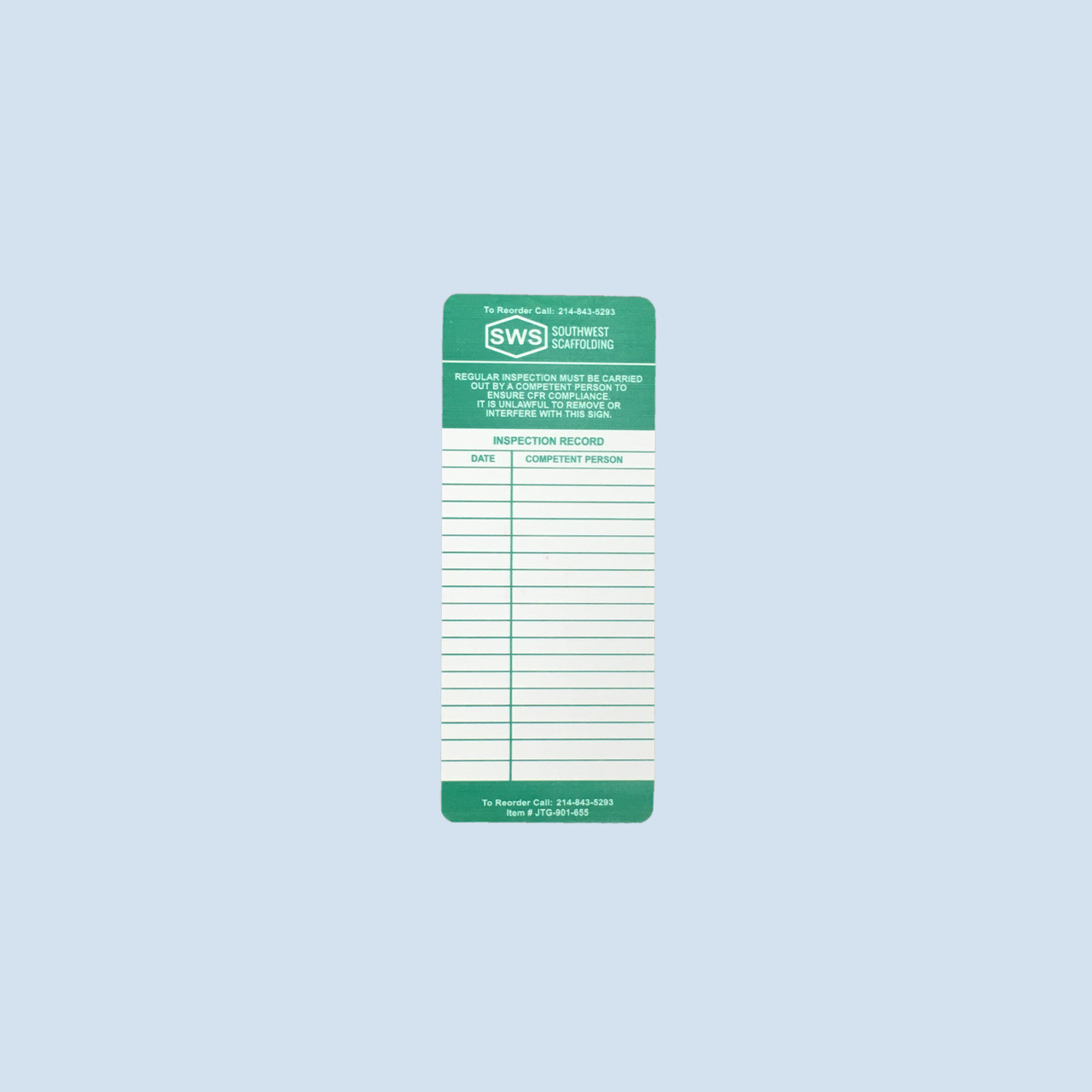 Green Scaffold Tag